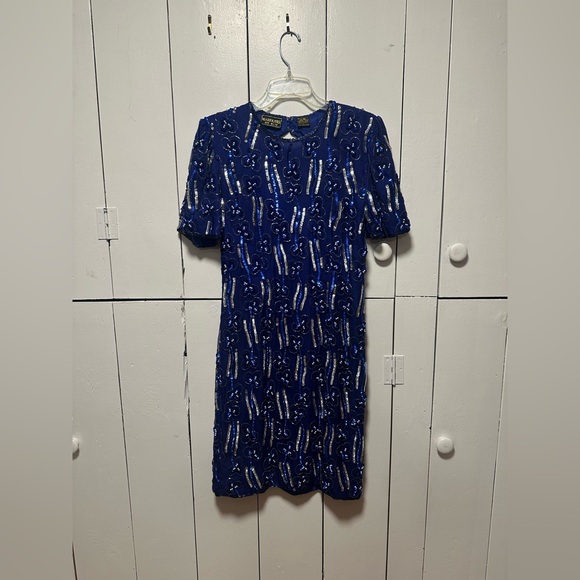 Vintage Floral Sequin 100% Silk Dress - Picture 1 of 4